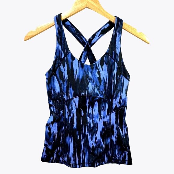 Lululemon Kanto Catch Me Tank Top Womens 4 Painted Animal Print Blue‎ Athleisure - Picture 1 of 9